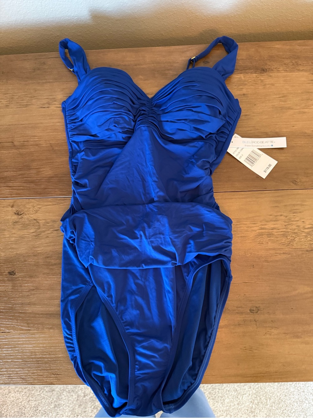 Bleu Rod Beattie Cobalt One-Piece Swimsuit - Classic Ruched Tummy Control NWT